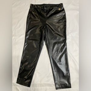 New Michael Kors Faux Leather Pull-on tapered Leg Pants Size L